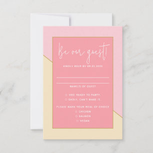 Tarjeta De Confirmación De Asistencia Moda moderna Pastel Crema Rosa Boda de guión dorad