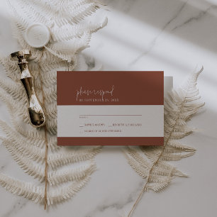 Tarjeta De Confirmación De Asistencia Moda moderna Terracotta Rust Boda simple