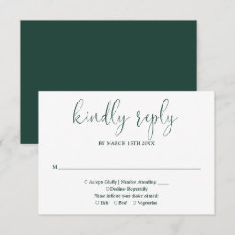 Tarjeta De Confirmación De Asistencia Moda moderna verde esmeralda Boda de guión elegant