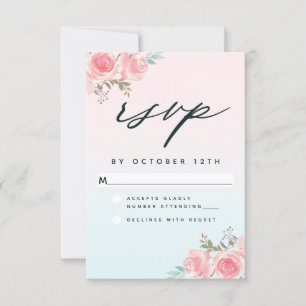 Tarjeta De Confirmación De Asistencia Moda Ombre Rosa Boda Floral Jardín Francés