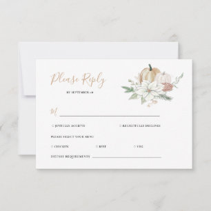 Tarjeta De Confirmación De Asistencia Moda otoño moderno calabaza otoño elegante boda