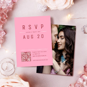 Tarjeta De Confirmación De Asistencia Moda rosa Rojo Moderno Simple Typografía Código QR