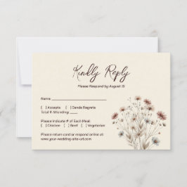 Tarjeta De Confirmación De Asistencia Moda Rustic Boho Wildflowers Boda simple