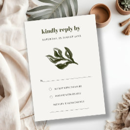 Tarjeta De Confirmación De Asistencia Moda Rústico Boho Green Retro Boda Botánico RSV