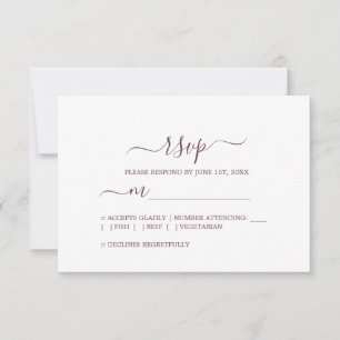 Tarjeta De Confirmación De Asistencia Moda Script Burgundy Boda mínimo