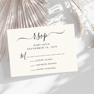 Tarjeta De Confirmación De Asistencia Moda Script Cream Boda