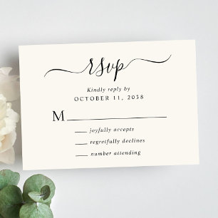 Tarjeta De Confirmación De Asistencia Moda Script Cream Boda