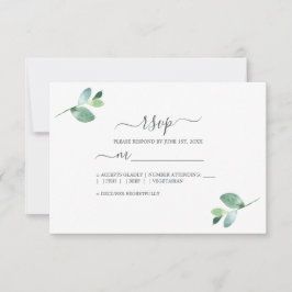 Tarjeta De Confirmación De Asistencia Moda Script Eucalyptus Foliage Boda mínimo