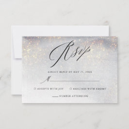Tarjeta De Confirmación De Asistencia Moda Silver Gold Sparkle Watercolor Boda de lujo