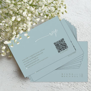 Tarjeta De Confirmación De Asistencia Moda simple Boda código QR Dusty Verde azulada ID1