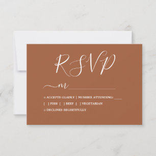 Tarjeta De Confirmación De Asistencia Moda simple caligrafía Boda TerraCotta
