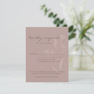 Tarjeta De Confirmación De Asistencia Moda simple guión botánico Dusty Mauve Boda