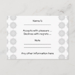 Tarjeta De Confirmación De Asistencia Modelo elegante, gris claro y blanco