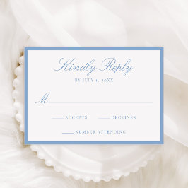 Tarjeta De Confirmación De Asistencia Modern Blue Border Wedding