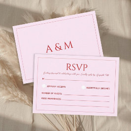 Tarjeta De Confirmación De Asistencia Modern blush pink minimalist wedding