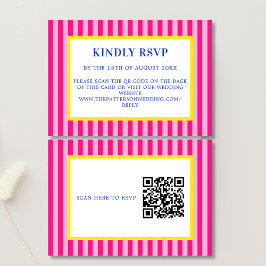 Tarjeta De Confirmación De Asistencia Modern Bold Bright Vibrant Colorful Stripe Wedding