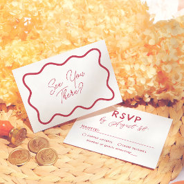 Tarjeta De Confirmación De Asistencia Modern Bright Colorful  Retro Wavy Frame Wedding