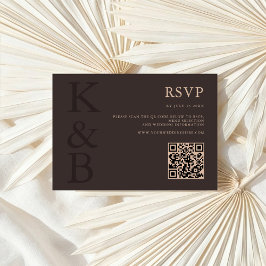 Tarjeta De Confirmación De Asistencia Modern Brown Monogram Minimalist Wedding