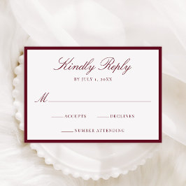 Tarjeta De Confirmación De Asistencia Modern Burgundy Border Wedding