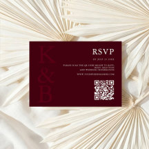 Modern Burgundy Monogram Minimalist Wedding