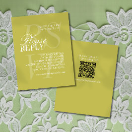 Tarjeta De Confirmación De Asistencia Modern Chartreuse Script QR Code Formal Wedding 