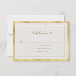 Tarjeta De Confirmación De Asistencia Modern Classic Elevated Golden Ecru Formal Wedding