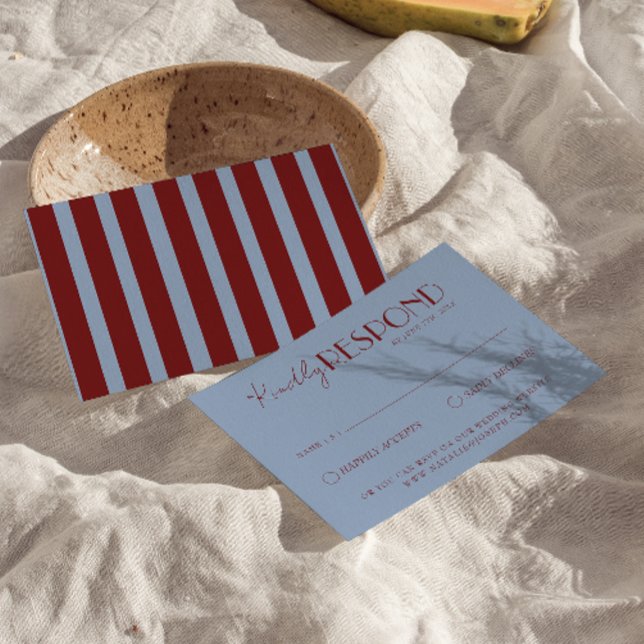 Tarjeta De Confirmación De Asistencia Modern Deep Red Blue Classy Fancy Wedding (Subido por el creador)