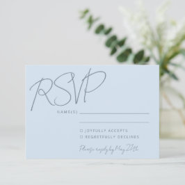 Tarjeta De Confirmación De Asistencia Modern Elegant Handwriting Soft Blue Wedding 