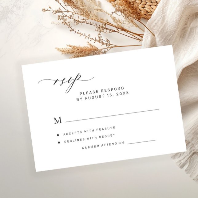 Tarjeta De Confirmación De Asistencia Modern elegant minimalist white wedding (Subido por el creador)