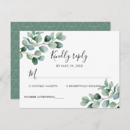 Tarjeta De Confirmación De Asistencia Modern Eucalyptus Greenery Wedding