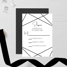 Tarjeta De Confirmación De Asistencia Modern Geometric Black and White Wedding