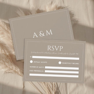 Tarjeta De Confirmación De Asistencia Modern light brown minimalist wedding