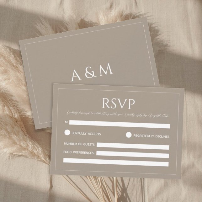Tarjeta De Confirmación De Asistencia Modern light brown minimalist wedding (Subido por el creador)
