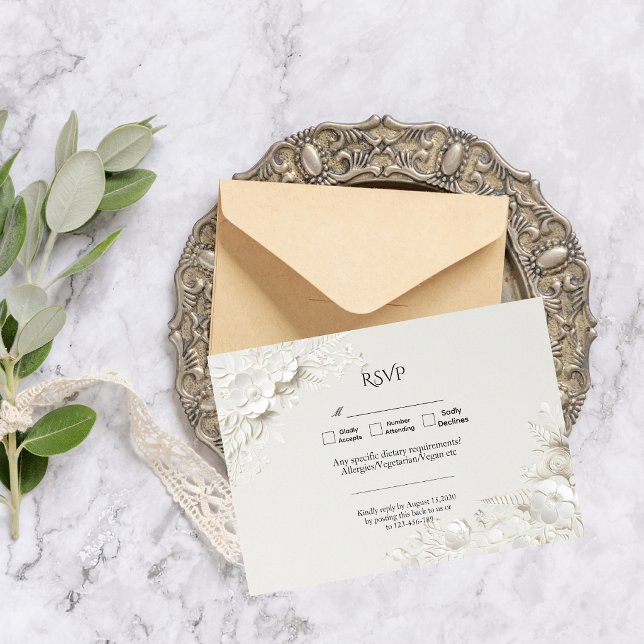 Tarjeta De Confirmación De Asistencia Modern Luxury Elegant Floral Wedding (Subido por el creador)