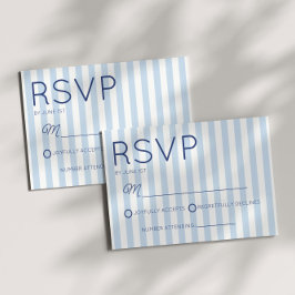 Tarjeta De Confirmación De Asistencia Modern Minimalist Coastal Blue StripesWedding