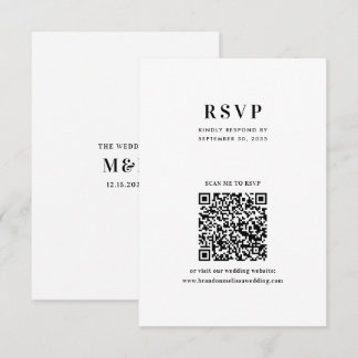 Tarjeta De Confirmación De Asistencia Modern Minimalist Typography QR Code Wedding