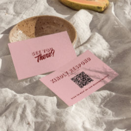 Tarjeta De Confirmación De Asistencia Modern Pink Deep Red Retro Unique QR Code Wedding 