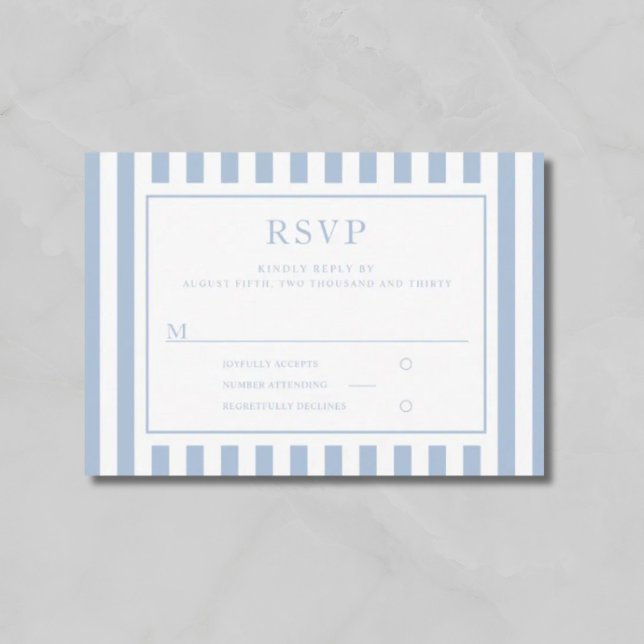 Tarjeta De Confirmación De Asistencia Modern Powder Blue Stripes Wedding  (Modern Powder Blue Stripes Wedding RSVP Card)