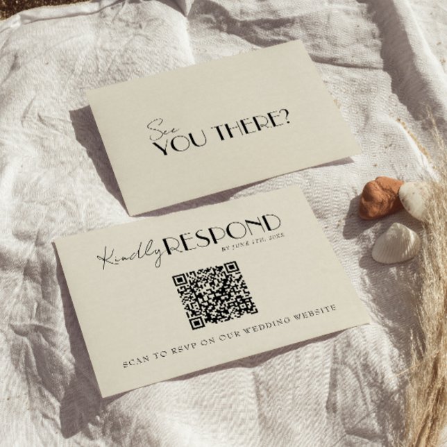 Tarjeta De Confirmación De Asistencia Modern QR Code Retro French Whimsical Wedding (Subido por el creador)