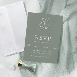 Tarjeta De Confirmación De Asistencia Modern Sage Green Ampersand Monogram Boda