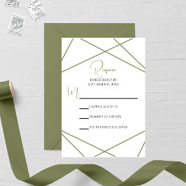 Tarjeta De Confirmación De Asistencia Modern Sage Green and White Geometric Wedding