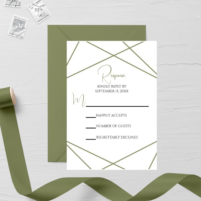 Tarjeta De Confirmación De Asistencia Modern Sage Green and White Geometric Wedding (Subido por el creador)