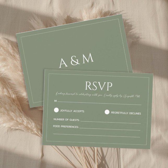 Tarjeta De Confirmación De Asistencia Modern sage green minimalist wedding (Subido por el creador)