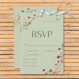 Tarjeta De Confirmación De Asistencia Modern Sage Green Wildflower Bouquet Boda