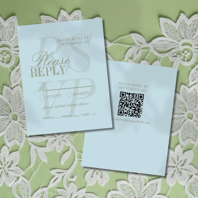 Tarjeta De Confirmación De Asistencia Modern Script Citrus Blue Formal Wedding  (Invite guest to give their response for your big day with this Modern Script Citrus Blue RSVP!)