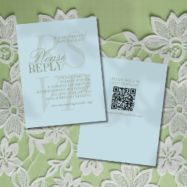 Tarjeta De Confirmación De Asistencia Modern Script Citrus blue QR Formal Wedding 