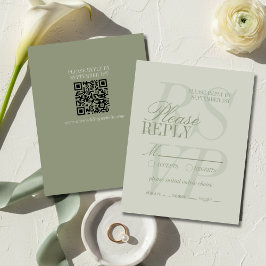 Tarjeta De Confirmación De Asistencia Modern Script Sage Green Formal Wedding 