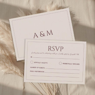 Tarjeta De Confirmación De Asistencia Modern simple tan minimalist wedding