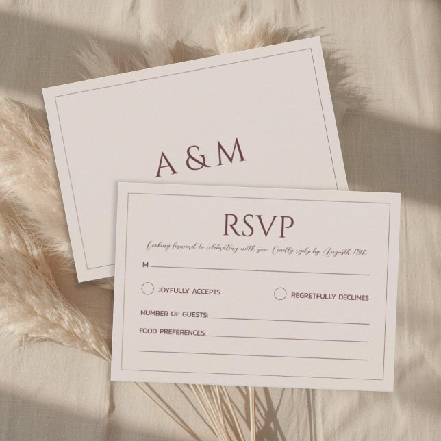 Tarjeta De Confirmación De Asistencia Modern simple tan minimalist wedding (Subido por el creador)