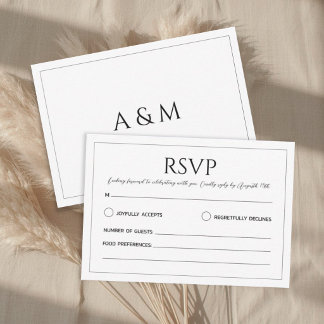 Tarjeta De Confirmación De Asistencia Modern white black minimalist wedding